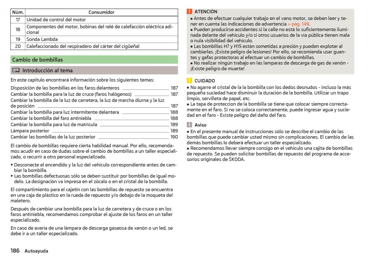 Skoda Rapid manual del propietario / page 188