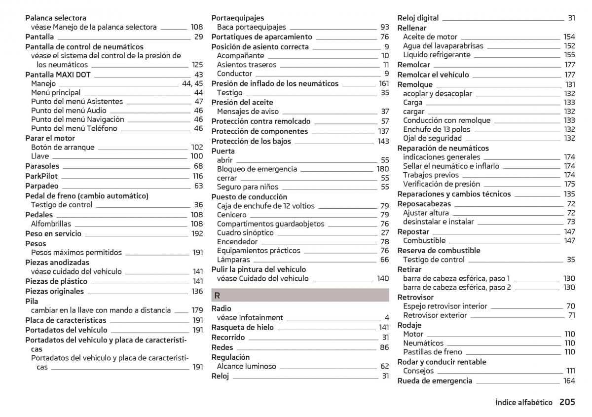 Skoda Rapid manual del propietario / page 207