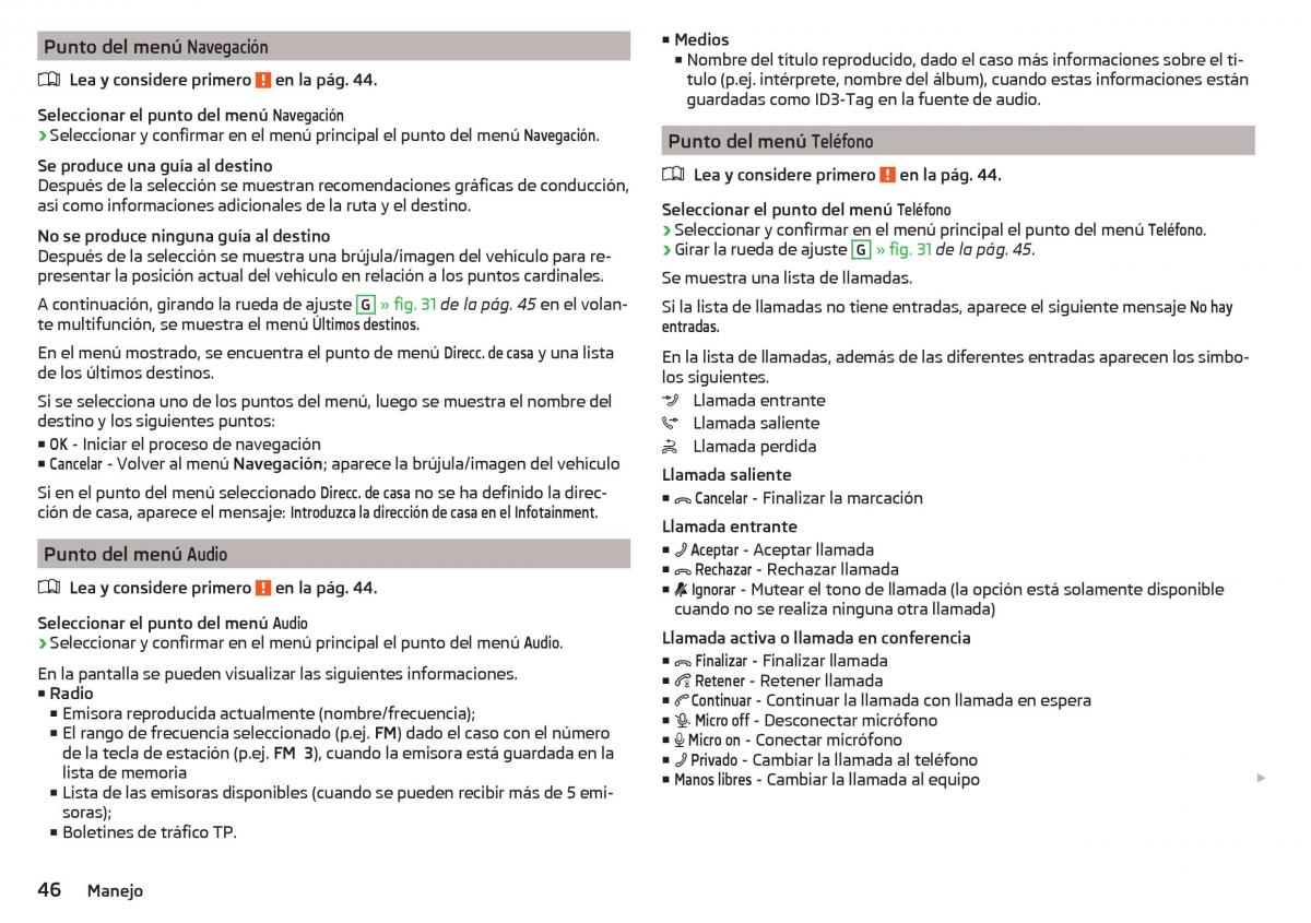 Skoda Rapid manual del propietario / page 48