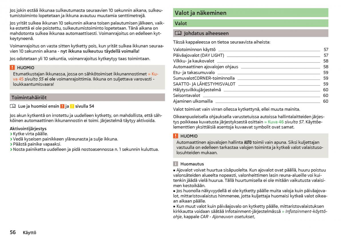 Skoda Rapid omistajan kasikirja / page 58