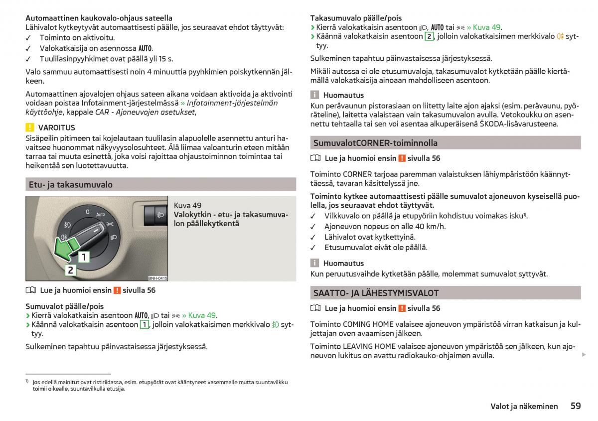 Skoda Rapid omistajan kasikirja / page 61