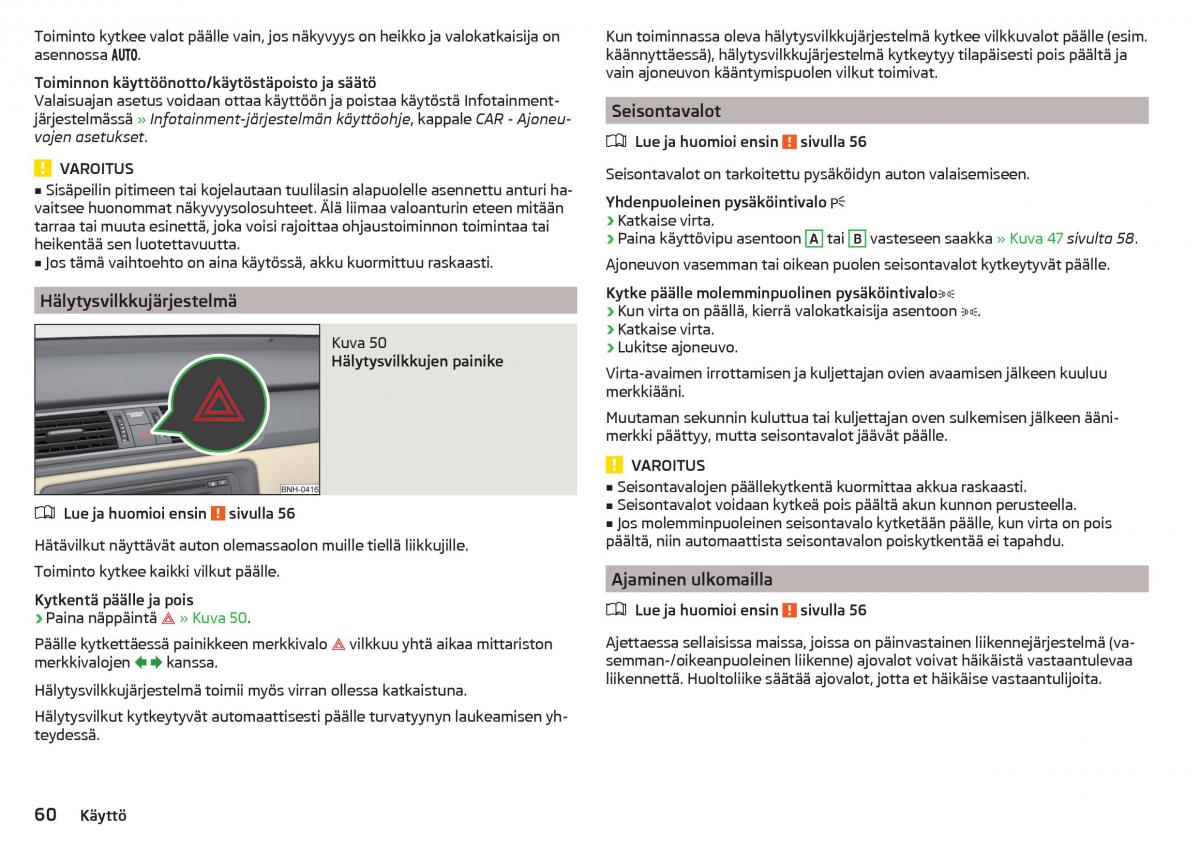 Skoda Rapid omistajan kasikirja / page 62