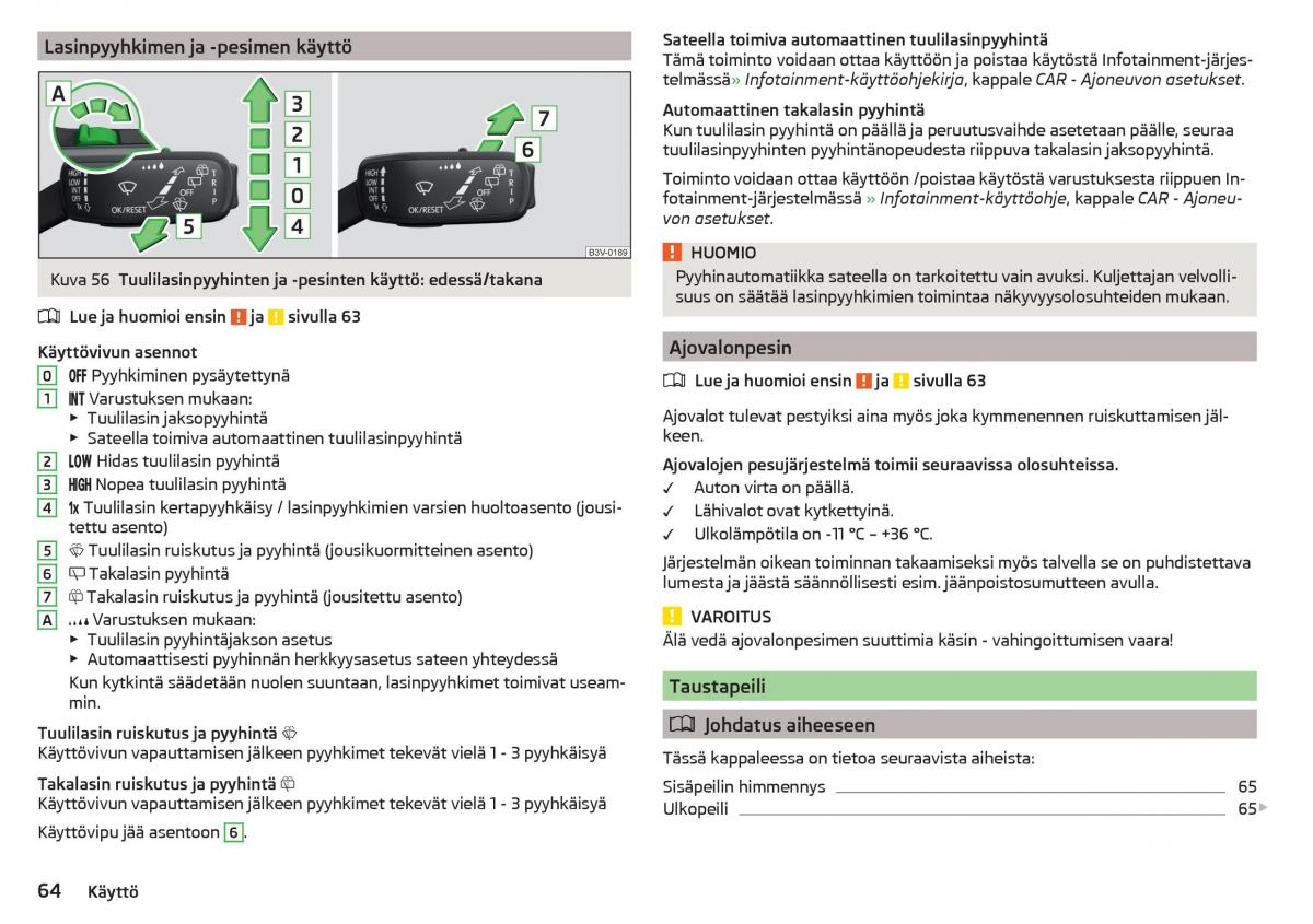 Skoda Rapid omistajan kasikirja / page 66