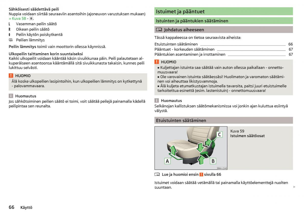 Skoda Rapid omistajan kasikirja / page 68