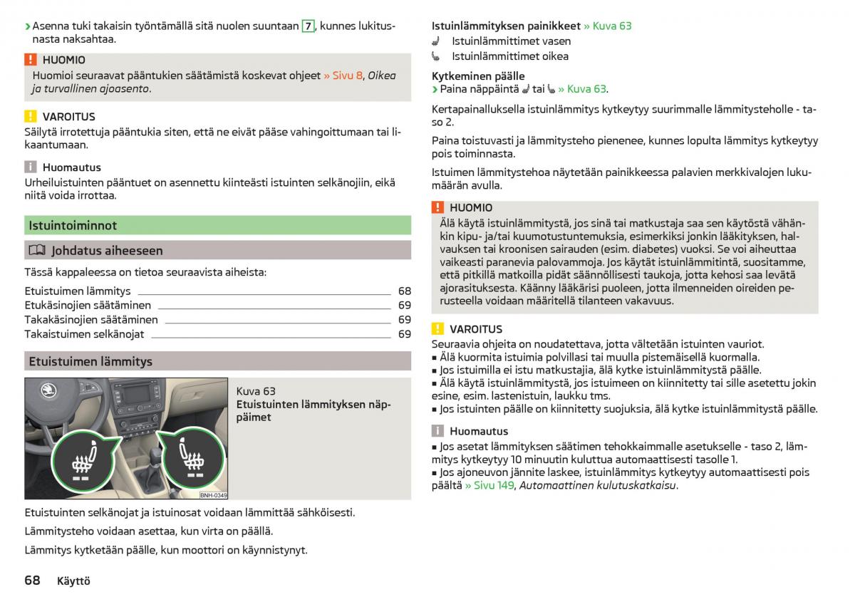 Skoda Rapid omistajan kasikirja / page 70