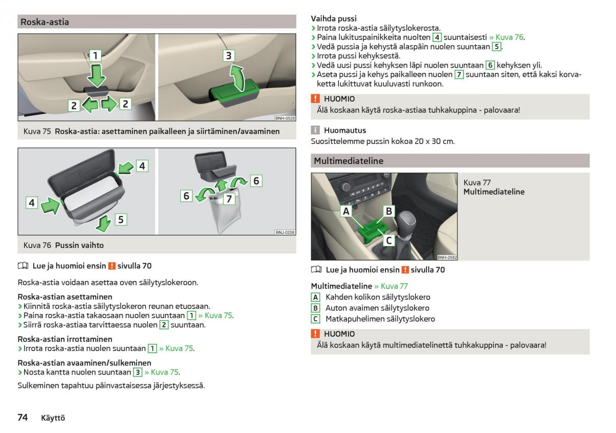 Skoda Rapid omistajan kasikirja / page 76