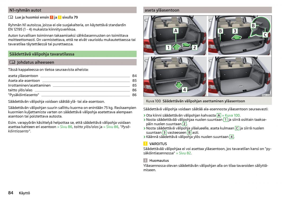 Skoda Rapid omistajan kasikirja / page 86