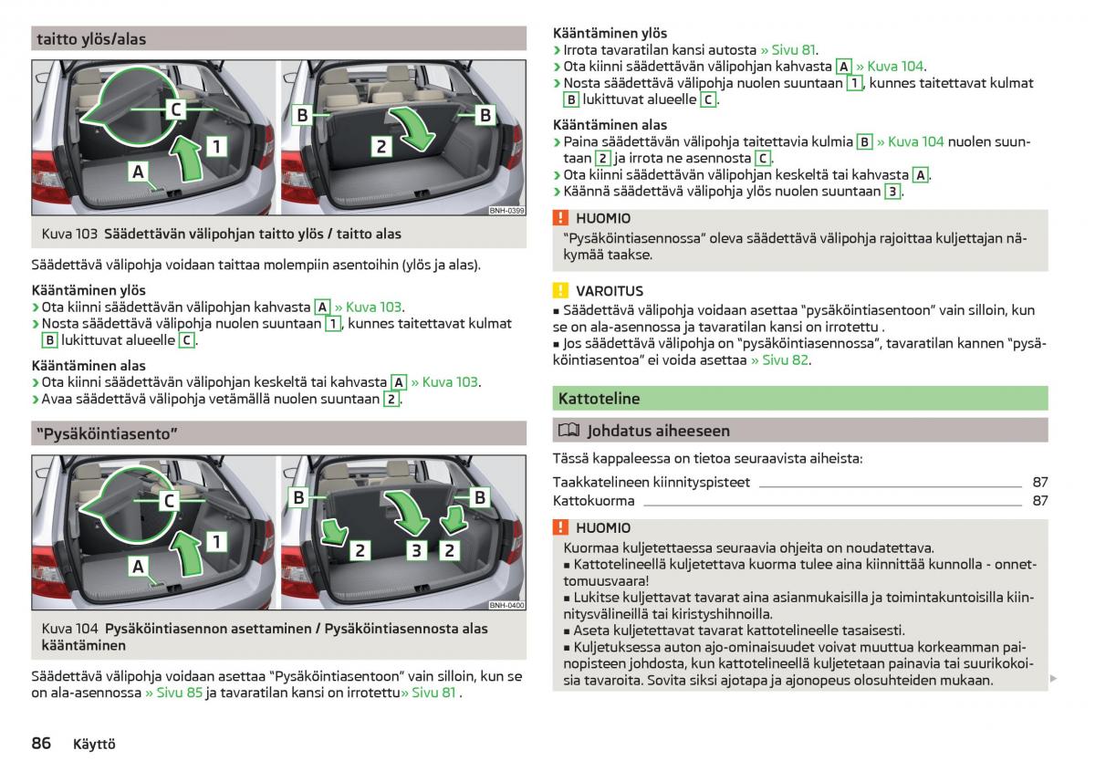 Skoda Rapid omistajan kasikirja / page 88