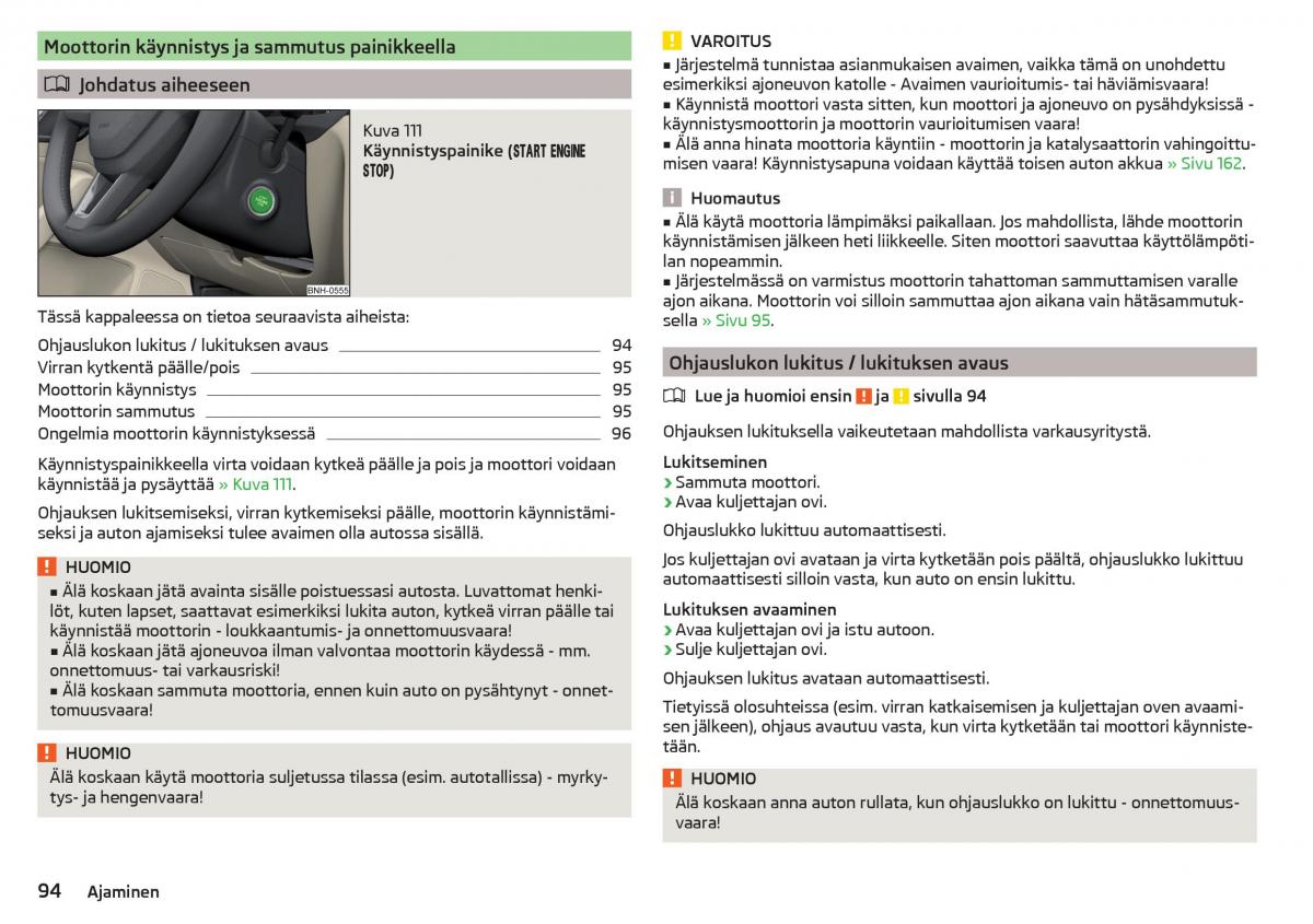 Skoda Rapid omistajan kasikirja / page 96