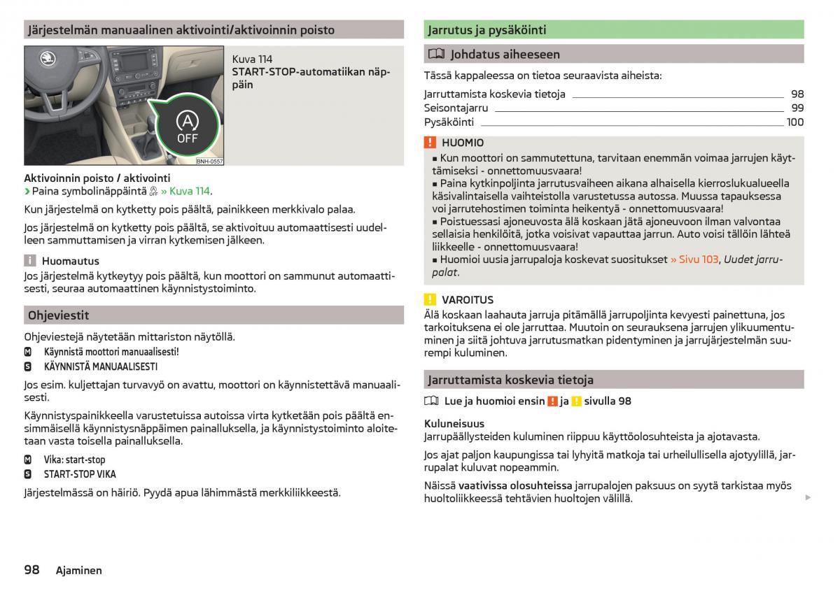 Skoda Rapid omistajan kasikirja / page 100