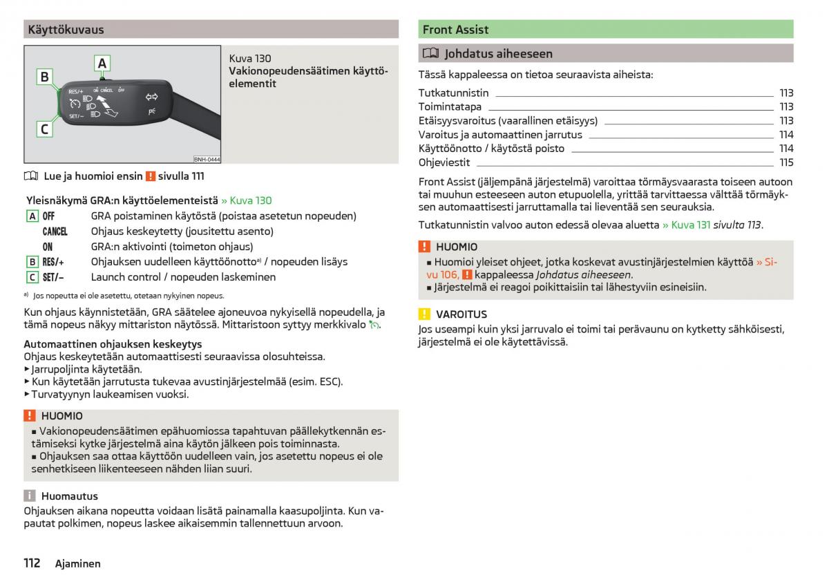 Skoda Rapid omistajan kasikirja / page 114