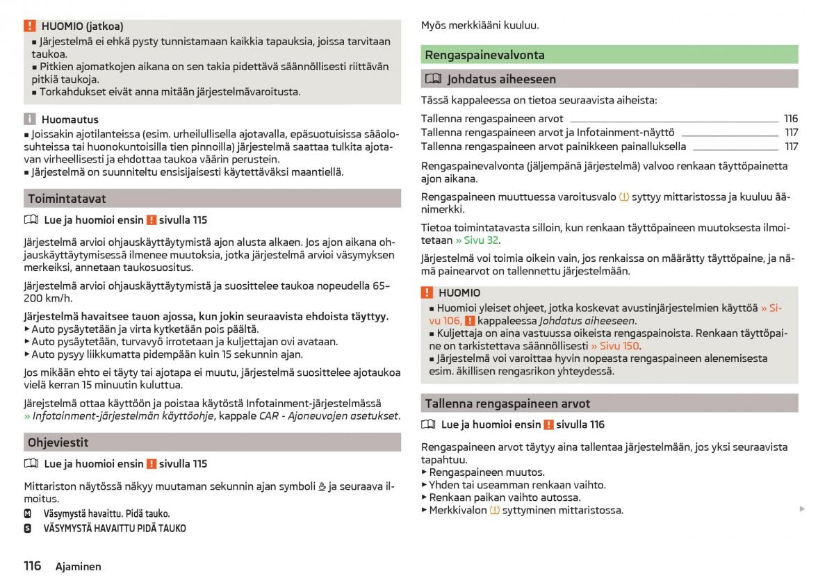 Skoda Rapid omistajan kasikirja / page 118