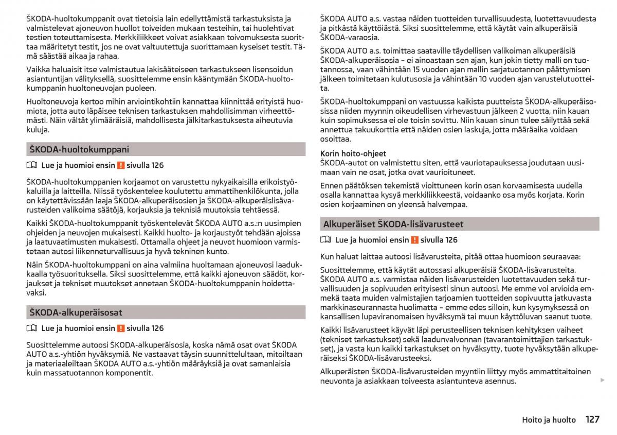 Skoda Rapid omistajan kasikirja / page 129