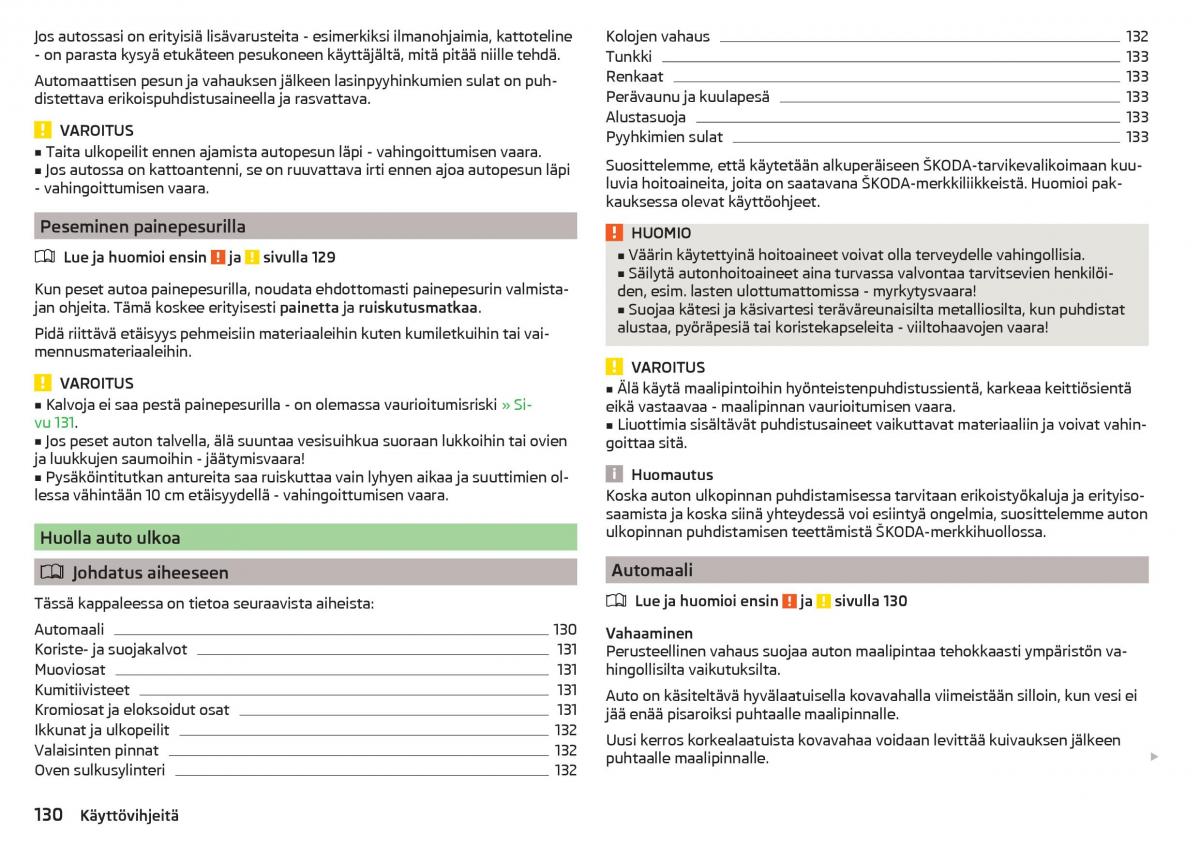 Skoda Rapid omistajan kasikirja / page 132