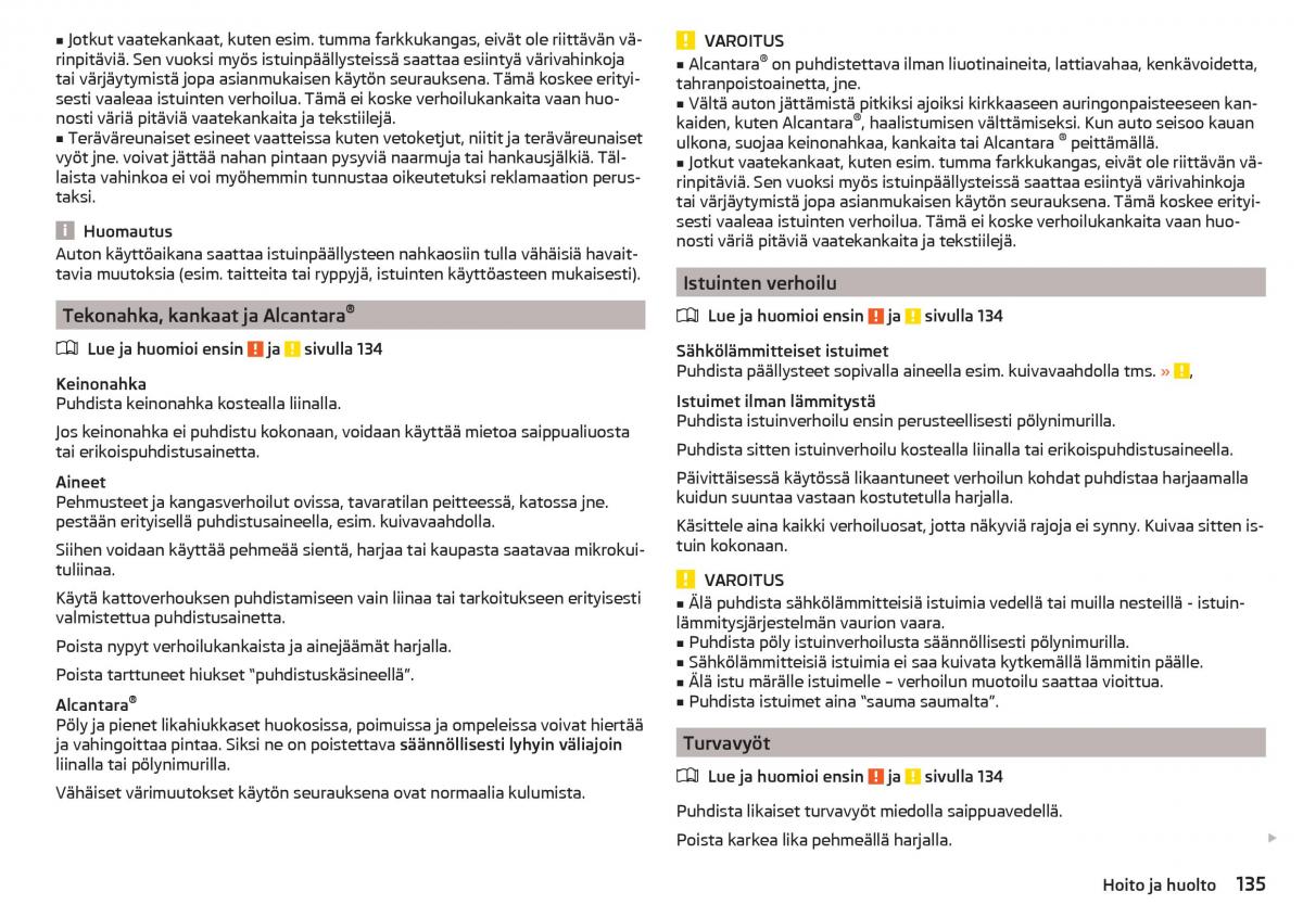 Skoda Rapid omistajan kasikirja / page 137