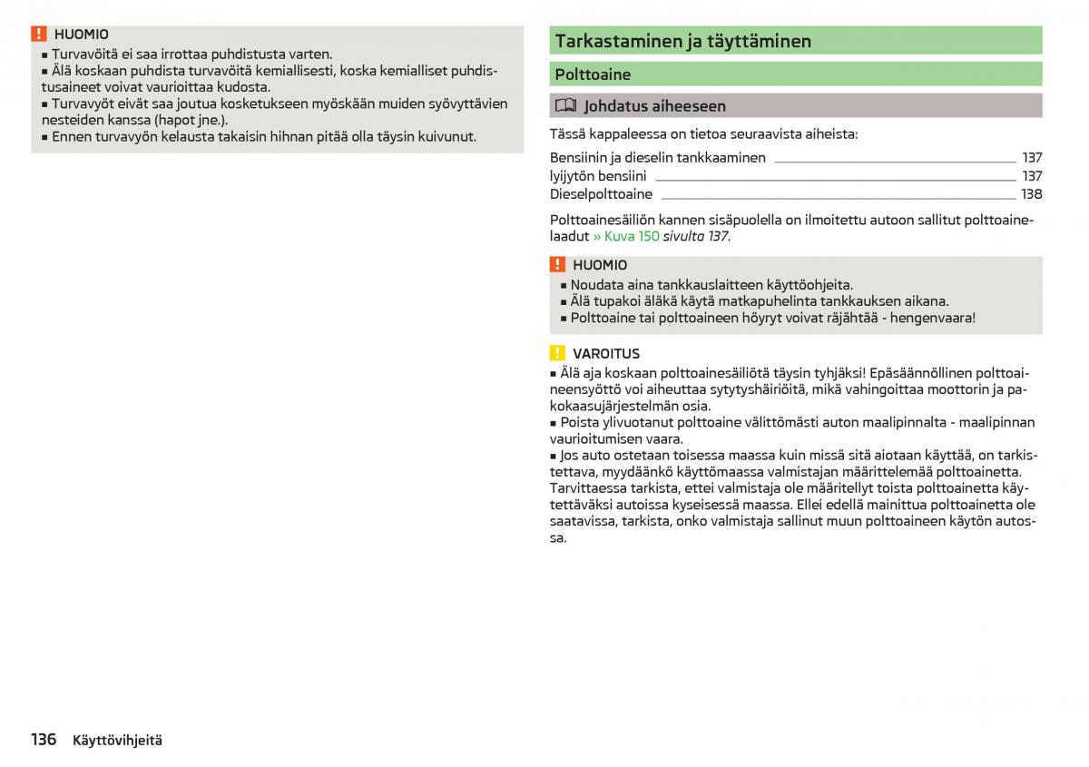 Skoda Rapid omistajan kasikirja / page 138