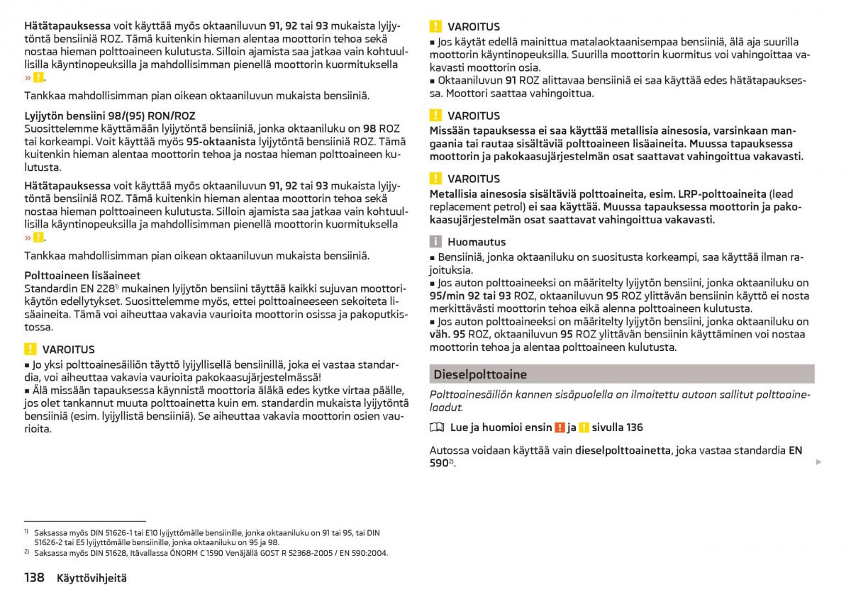 Skoda Rapid omistajan kasikirja / page 140