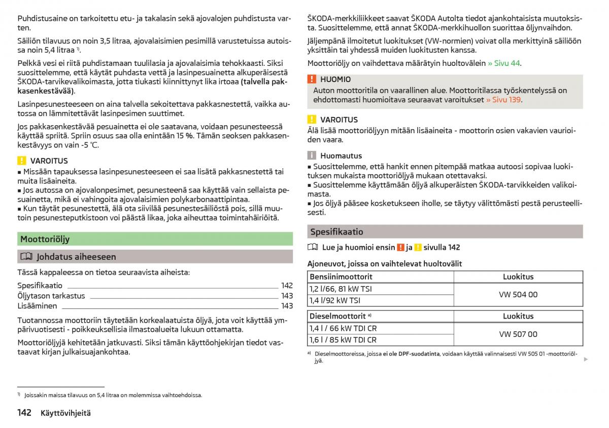 Skoda Rapid omistajan kasikirja / page 144