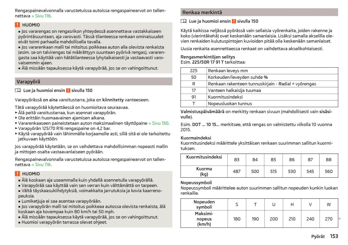 Skoda Rapid omistajan kasikirja / page 155