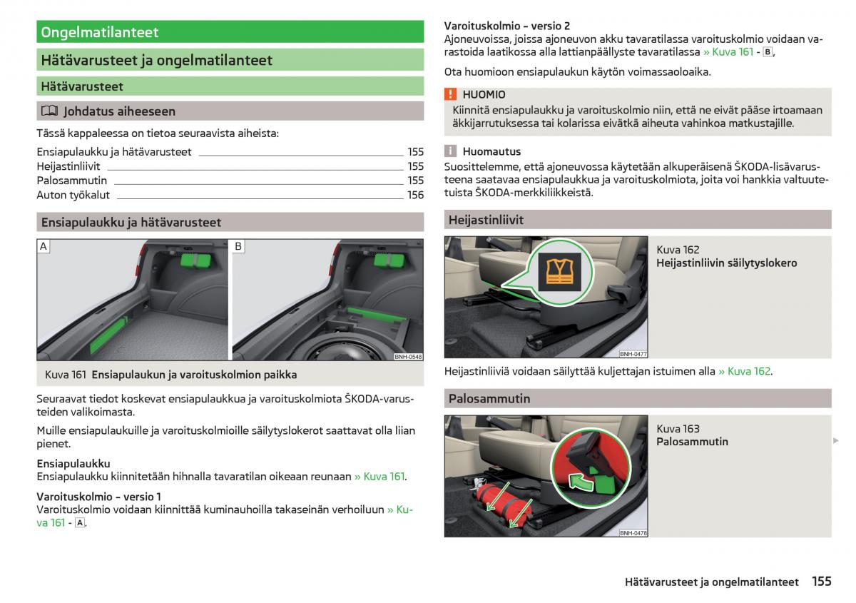 Skoda Rapid omistajan kasikirja / page 157