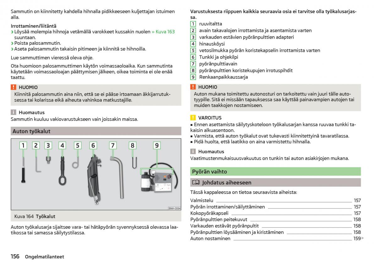 Skoda Rapid omistajan kasikirja / page 158