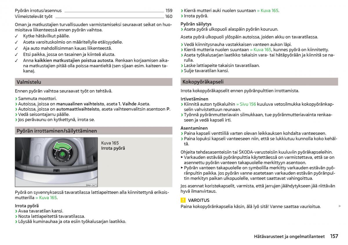 Skoda Rapid omistajan kasikirja / page 159