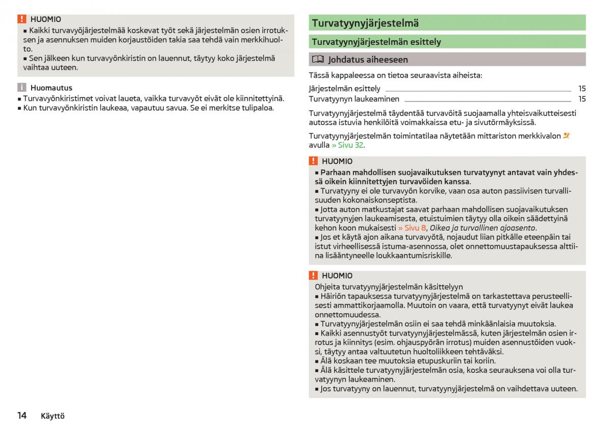 Skoda Rapid omistajan kasikirja / page 16