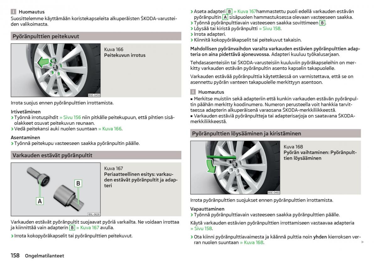 Skoda Rapid omistajan kasikirja / page 160