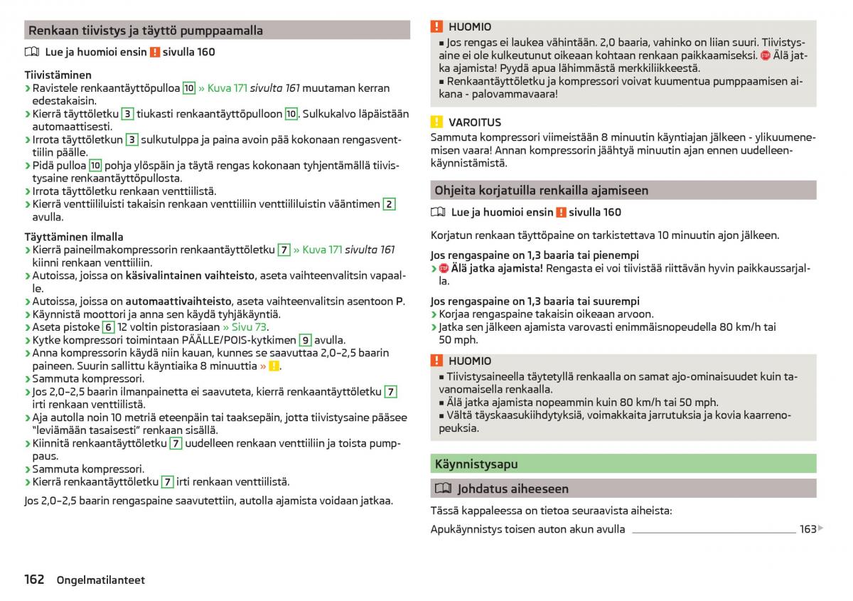 Skoda Rapid omistajan kasikirja / page 164