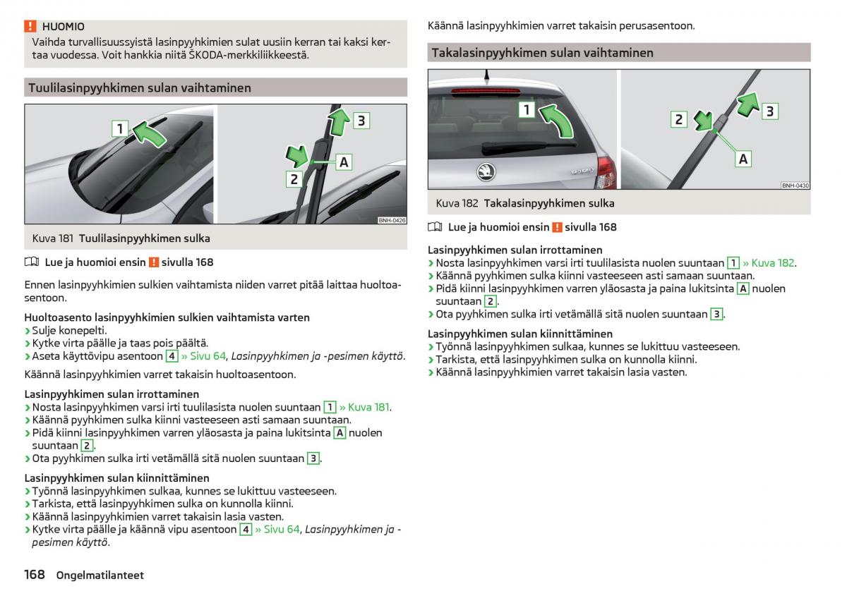 Skoda Rapid omistajan kasikirja / page 170