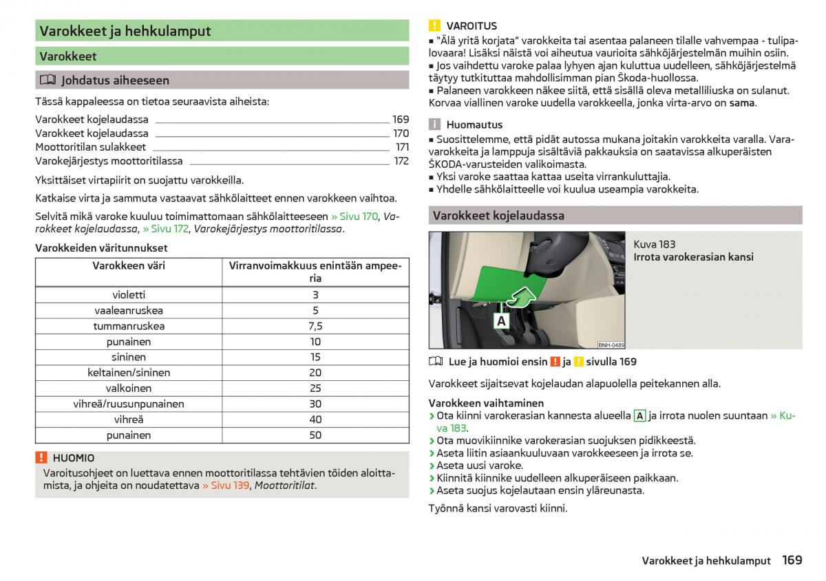 Skoda Rapid omistajan kasikirja / page 171