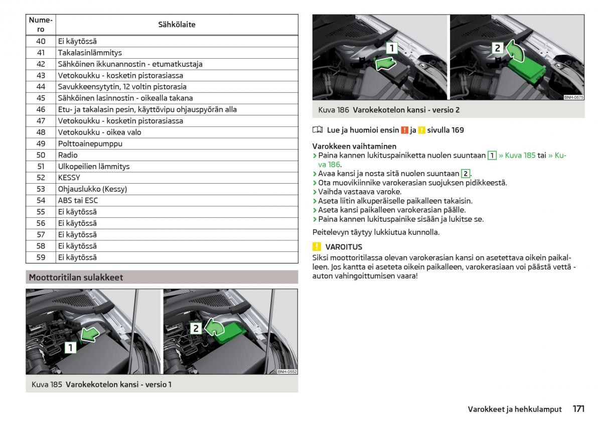 Skoda Rapid omistajan kasikirja / page 173