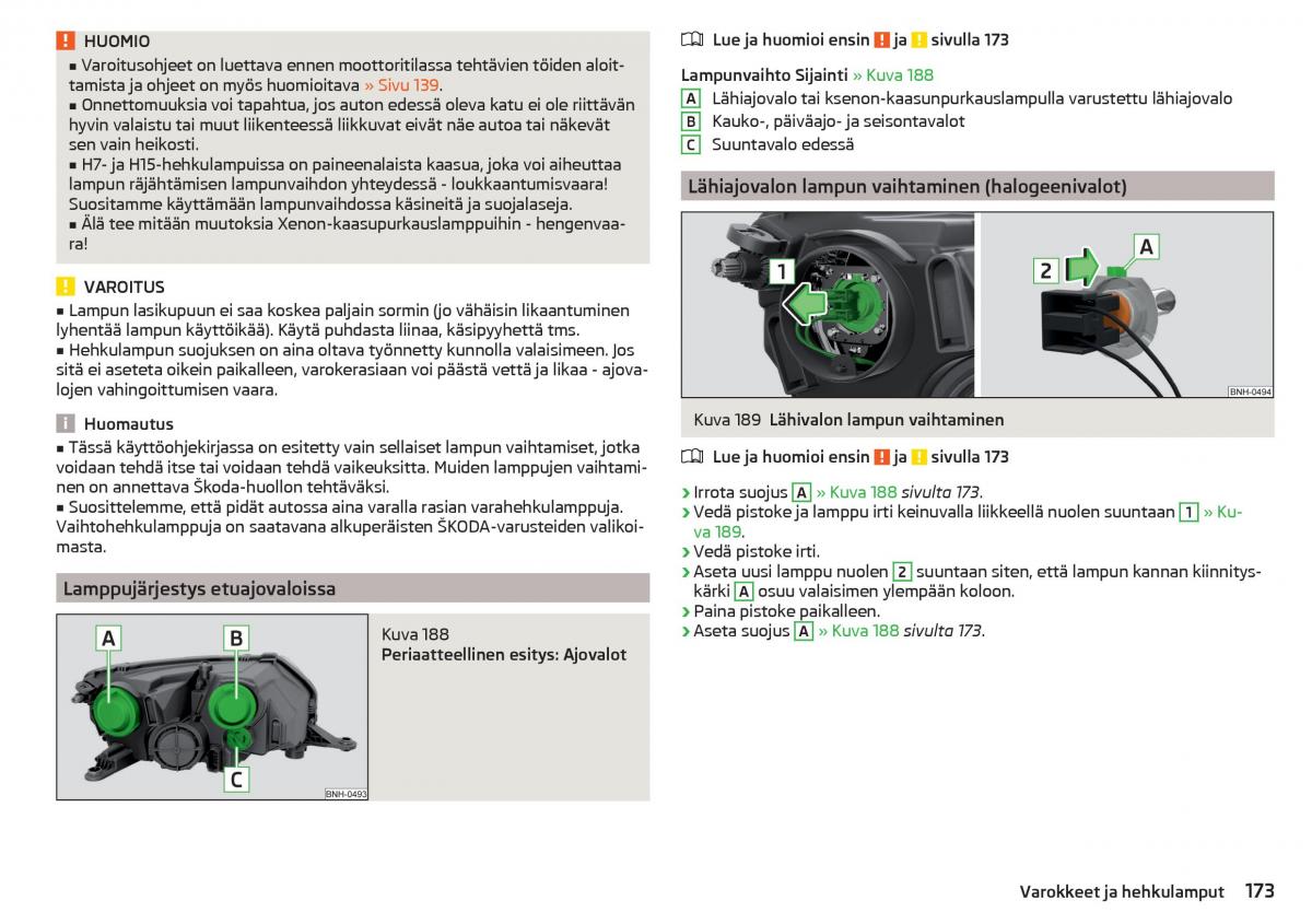 Skoda Rapid omistajan kasikirja / page 175