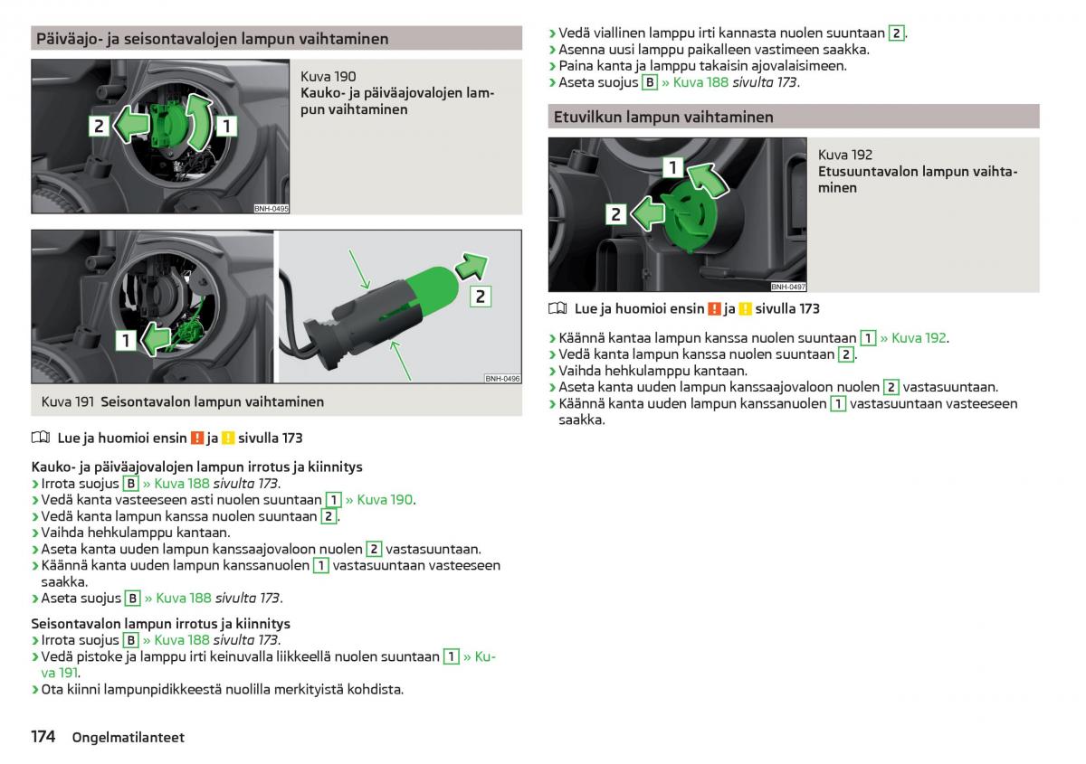 Skoda Rapid omistajan kasikirja / page 176