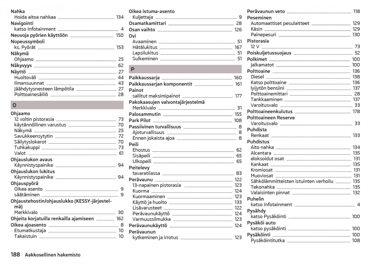 Skoda Rapid omistajan kasikirja / page 190