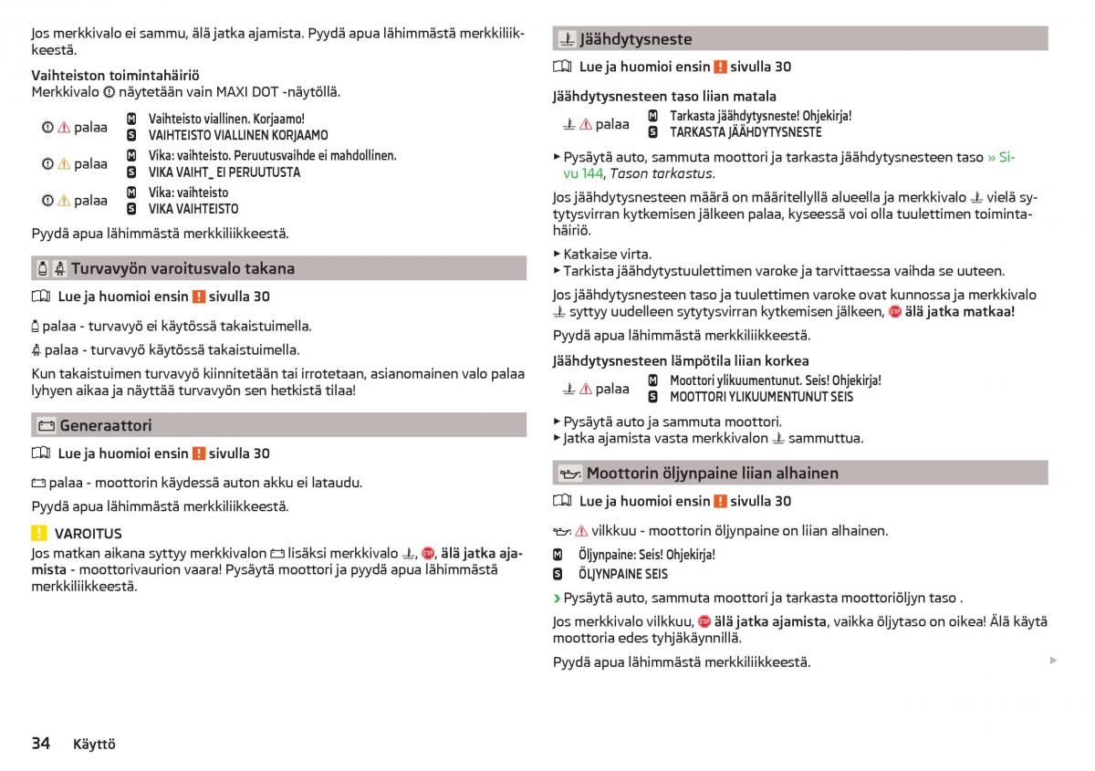 Skoda Rapid omistajan kasikirja / page 36