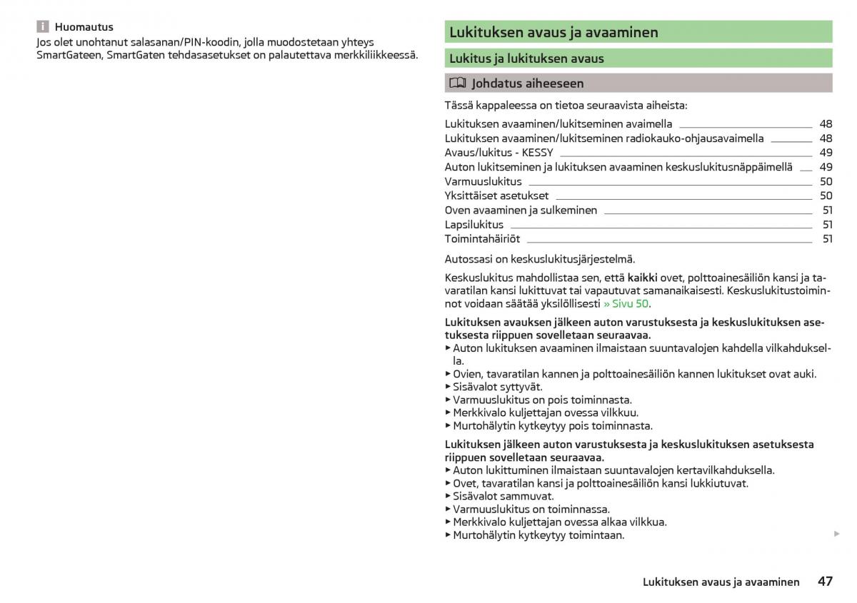 Skoda Rapid omistajan kasikirja / page 49