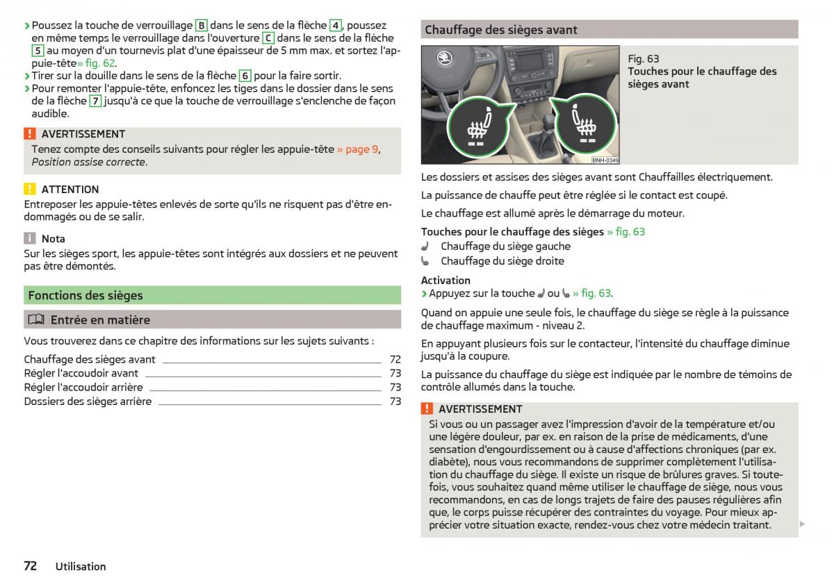 Skoda Rapid manuel du proprietaire / page 74