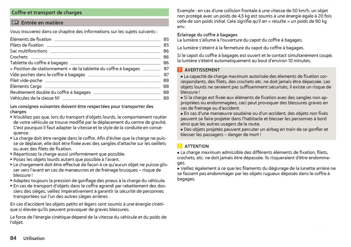 Skoda Rapid manuel du proprietaire / page 86