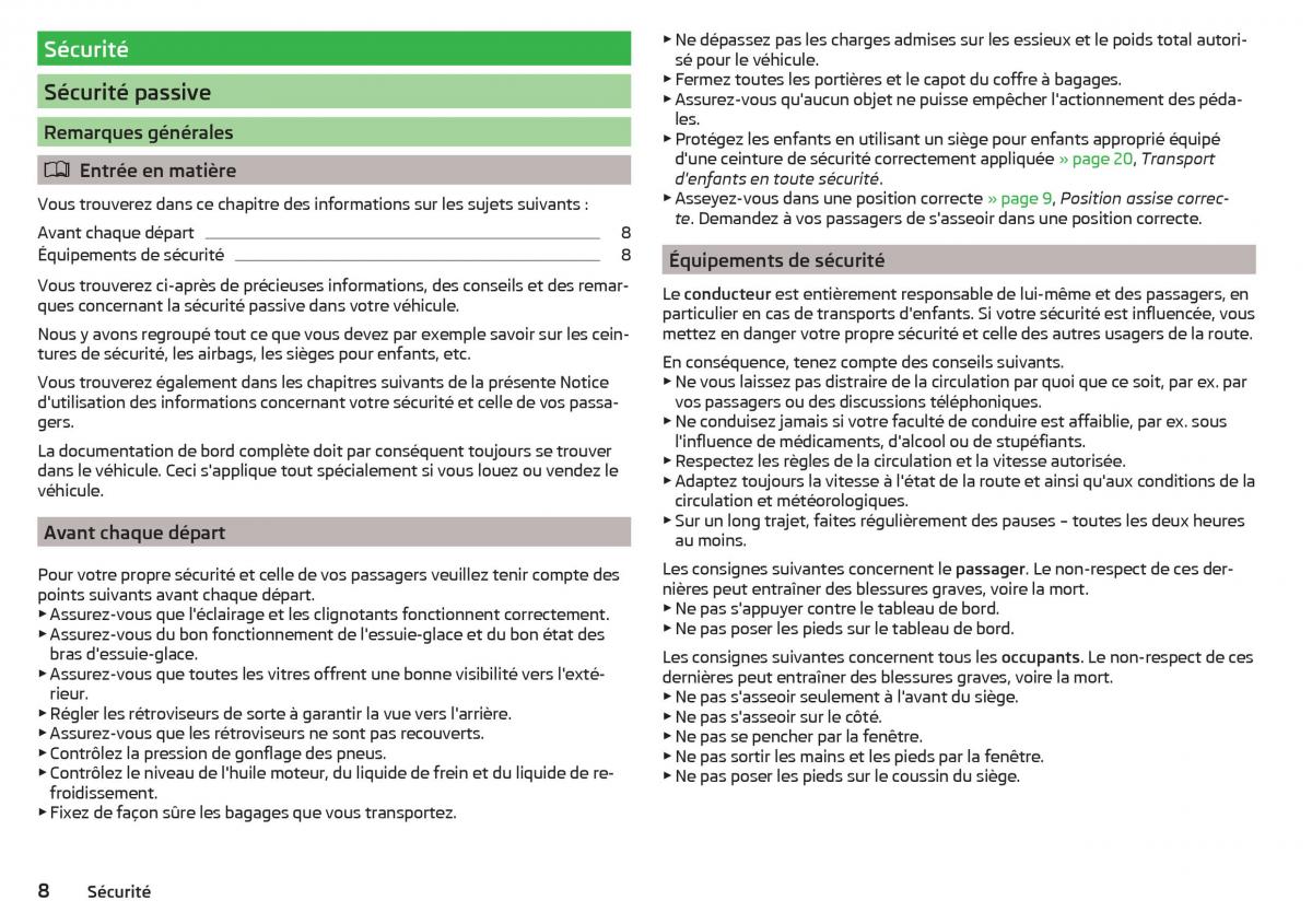 Skoda Rapid manuel du proprietaire / page 10