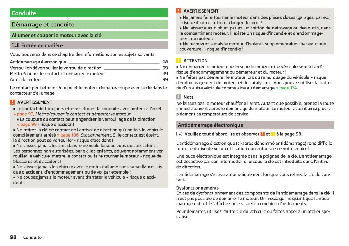 Skoda Rapid manuel du proprietaire / page 100