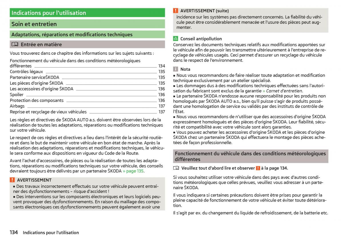 Skoda Rapid manuel du proprietaire / page 136