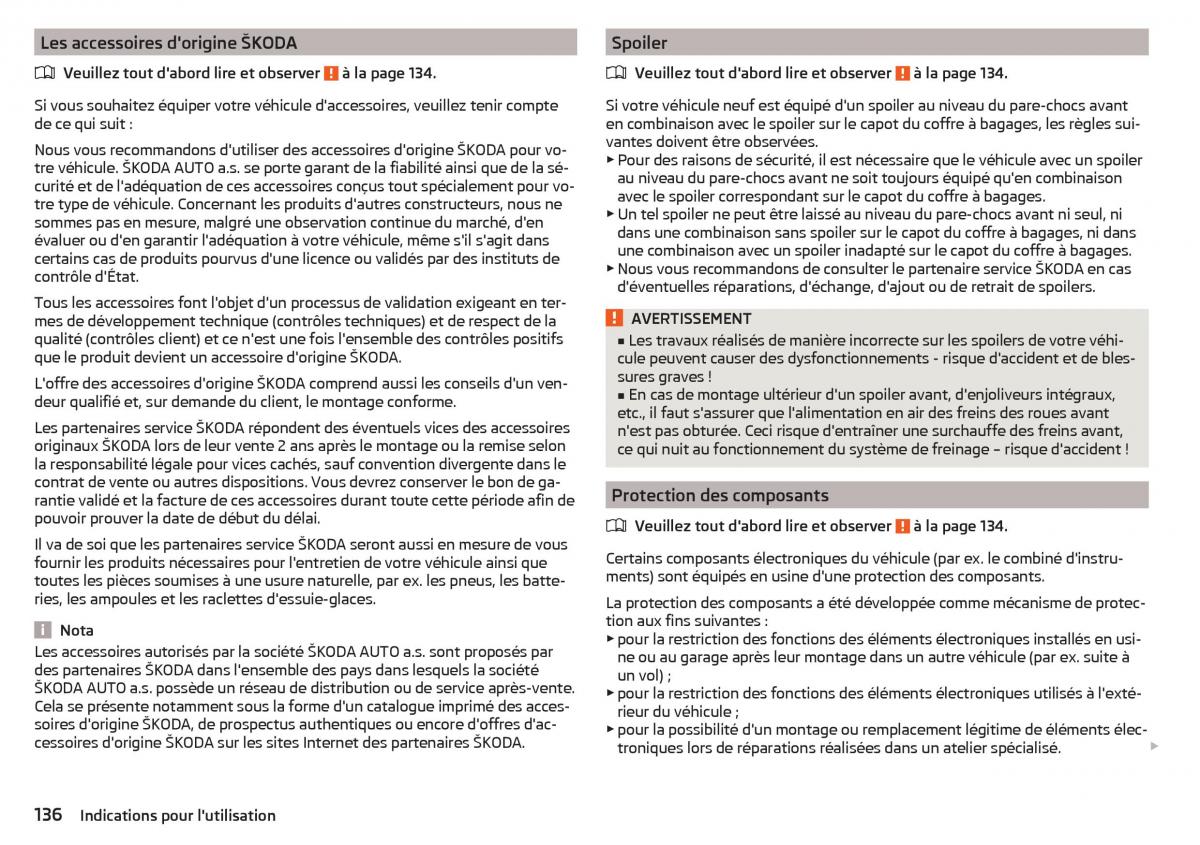 Skoda Rapid manuel du proprietaire / page 138