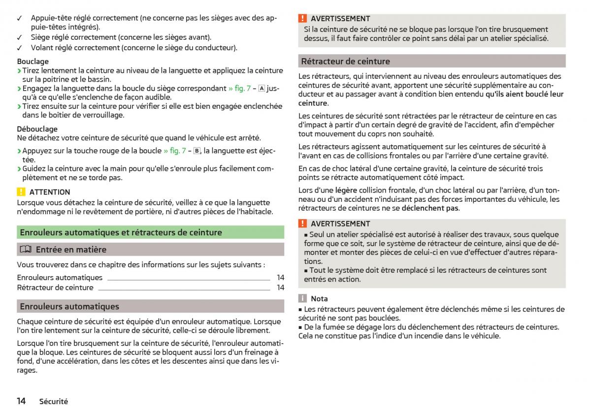 Skoda Rapid manuel du proprietaire / page 16