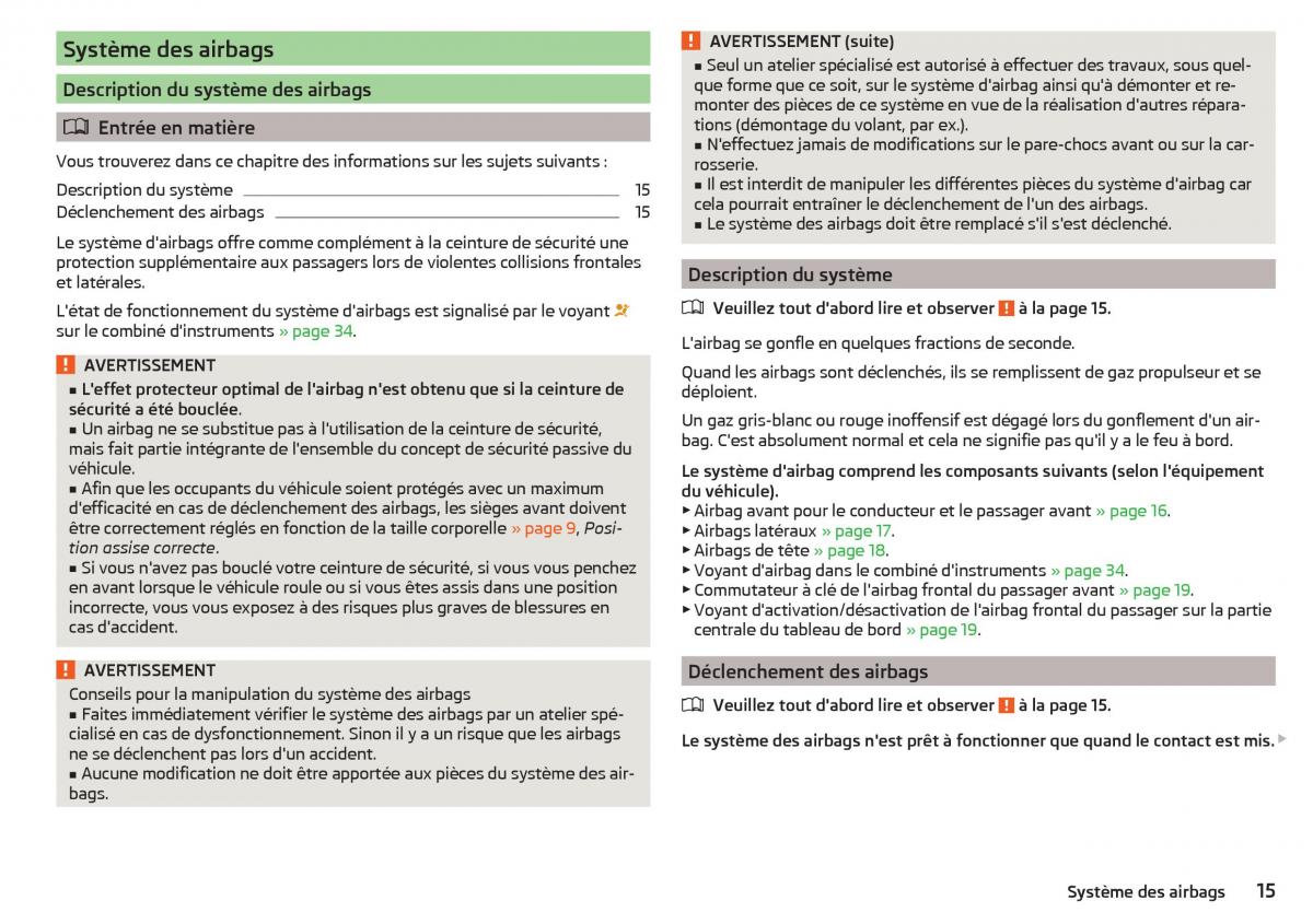 Skoda Rapid manuel du proprietaire / page 17