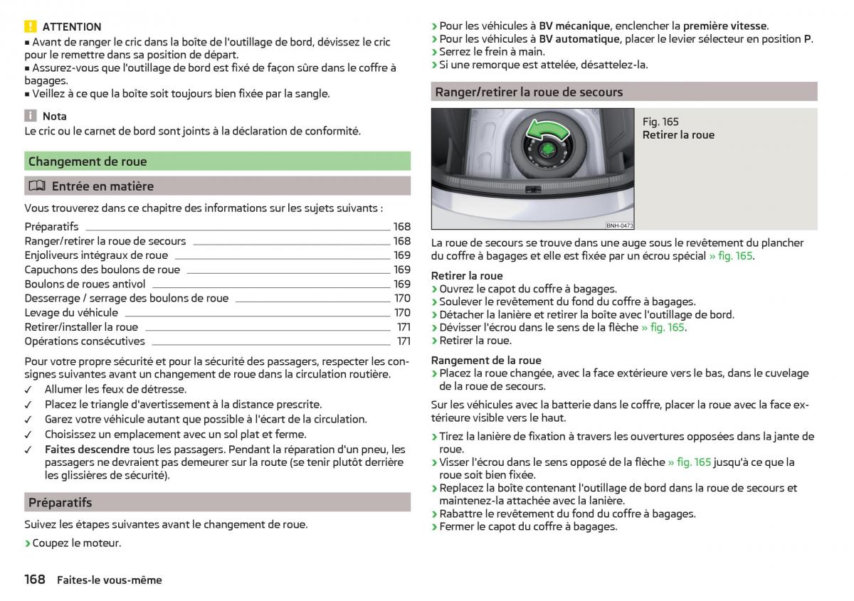 Skoda Rapid manuel du proprietaire / page 170