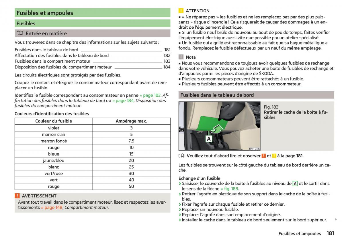 Skoda Rapid manuel du proprietaire / page 183