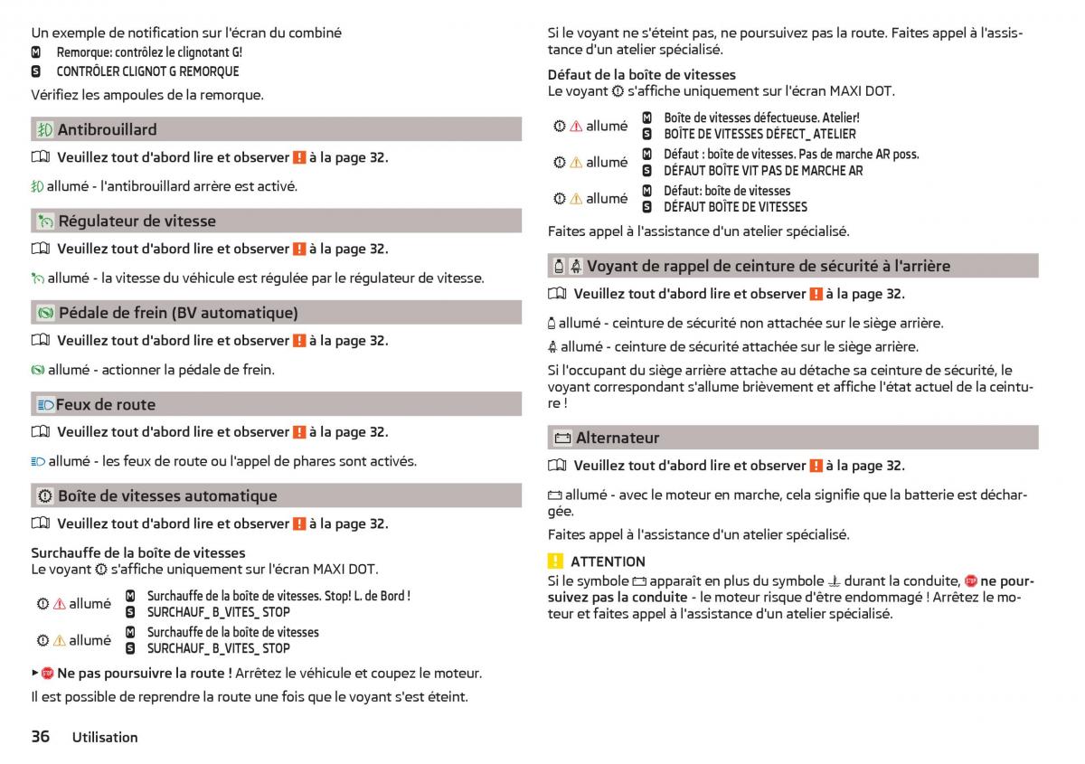 Skoda Rapid manuel du proprietaire / page 38