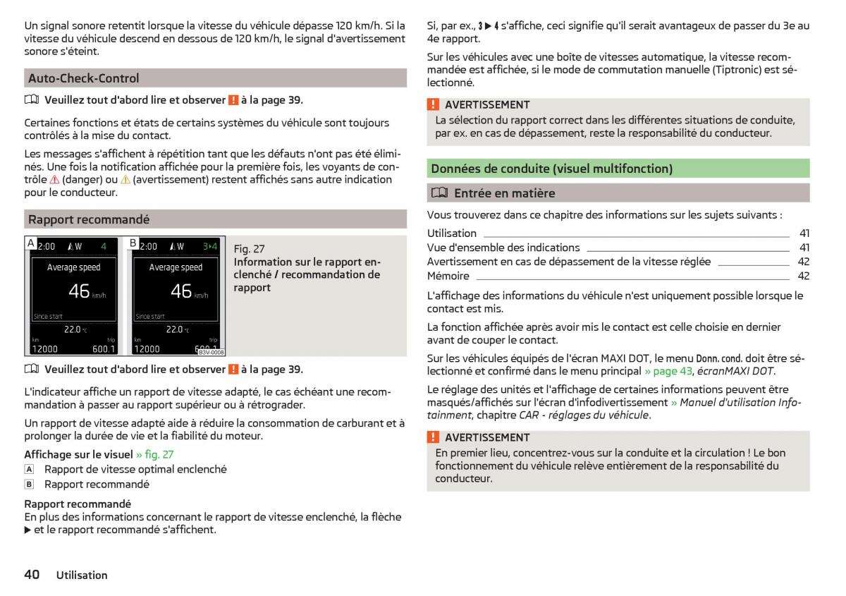 Skoda Rapid manuel du proprietaire / page 42