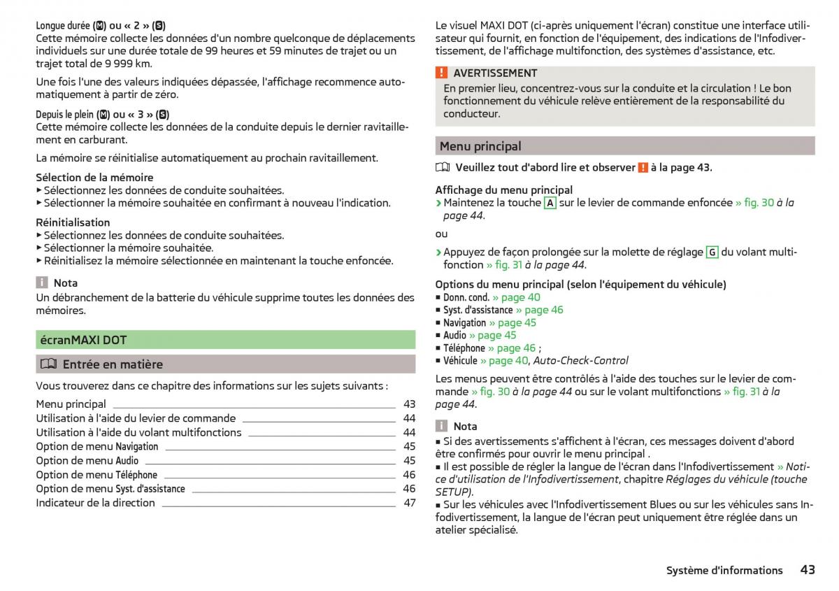 Skoda Rapid manuel du proprietaire / page 45